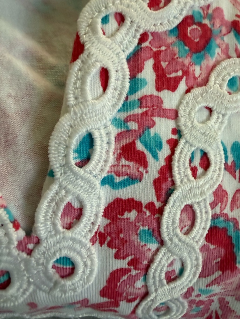 Talbots Pink Floral V-Neck Lace Trim Tunic - Picture 7 of 7